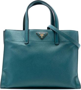 Prada Borsa tote morbida in pelle Saffiano con tre tasche 2000-2025 - Blu