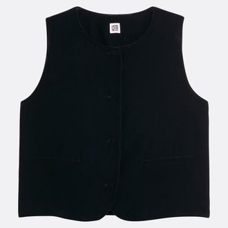La Redoute Collections Glad fluwelen top, ronde hals, mouwloos