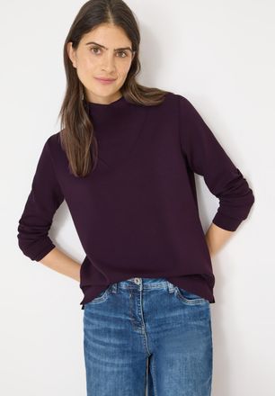Cecil Stehkragenpullover CECIL, Damen, Gr. XXL (46), eggplant rot, Strick, Obermaterial: 47% Modal, 45% Polyester, 8% Elasthan, unifarben, l&auml;ssig geschnitte