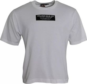 Dolce & Gabbana White Cotton Dg Applique Men Casual T-Shirt