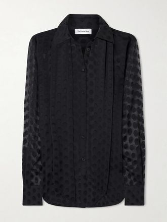 Frankie Shop Camicia In Chiffon A Pois Con Fiocco Peri - Nero