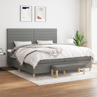 vidaXL Vidaxl - Cama Box Spring Con Colch&oacute;n Tela Gris Oscuro 200x200 Cm