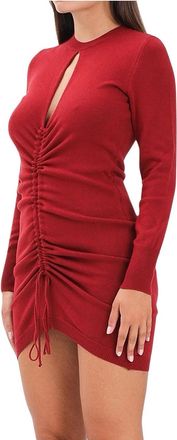 Akep Fitted Mini Knit Dress With Ruched Detail And Adjustable Ties