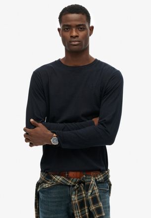 Superdry Langarmshirt SUPERDRY CLASSIC ESSENTIAL TOP, Herren, Gr. XXL, blau (eclipse navy), Single Jersey, Obermaterial: 100% Baumwolle, unifarben, relaxed fit