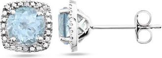 Allurez Natural Gemstone & Diamond Stud Earrings Sterling Silver in 1.07Ct/blue Topaz at Nordstrom