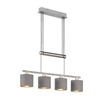 Trio Suspensi&oacute;n Garda N&iacute;quel 4 Pantallas De Tela Tortora-oro L77 Cm Lighting