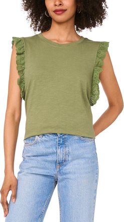Vince Camuto Tank With Eyelet Lace Ruffle Trim
