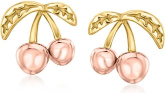 RS Pure by Ross-Simons Italian 10kt 2-Tone Gold Petite Cherry Earrings