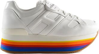 Hogan rainbow-sole sneakers - women - Rubber/Leather/Patent Leather/Leather - 34.5 - White