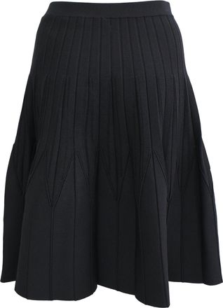 Sandro Sandro Ribbed-Knit Flared Midi Skirt in Black Viscose