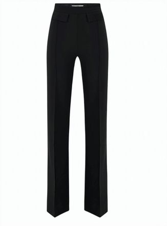 Elisabetta Franchi Double Stretch Crepe Embroidered Logo Trousers