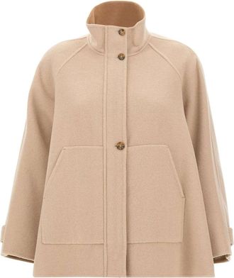 Elena Miro Jassen, Dames, Beige, S, Wol, Wolmix Jas