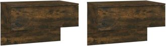 vidaXL Vidaxl - Mesita de noche de pared 2 unidades color roble ahumado