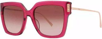 Chopard Sunglasses Square Full Rim, Shiny Transparent Plum Purple/gold Frame And Brown Gradient Lens Sch353M04Gb