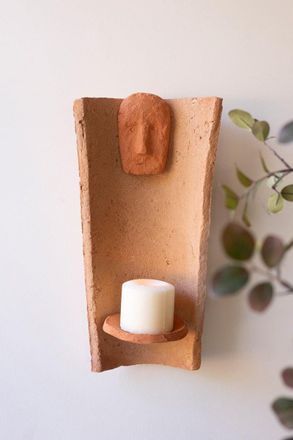 Kalalou Clay Roofing Tile Pillar Holder - Plain