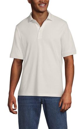 Lands End Short Sleeve Cotton Supima Polo Shirt in Ivory Grid at Nordstrom, Size Xx-Large