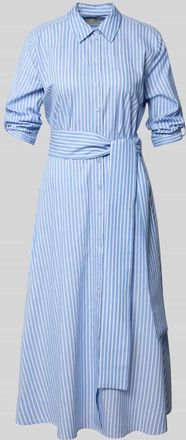 Milano Milano Italy Hemdblusenkleid aus Baumwoll-Viskose-Mix mit Bindeg&uuml;rtel in Hellblau, Gr&ouml;&szlig;e 36