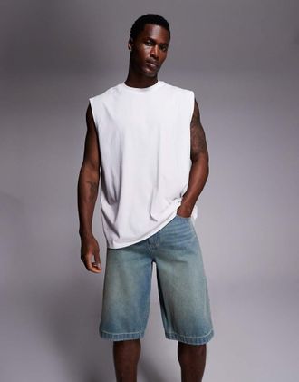 Good For Nothing Jorts di jeans ampi lavaggio blu medio vintage