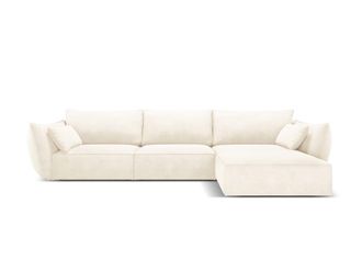 MICADONI Sof&aacute; esquinero derecho 4 plazas de tejido chenilla beige claro
