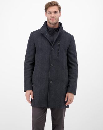 Lerros Kurzmantel LERROS, Herren, Gr. 54, classic navy, Web, Obermaterial: 60% Polyester, 30% Wolle, 10% sonstige Fasern, meliert, unifarben, gerade Po-bedec