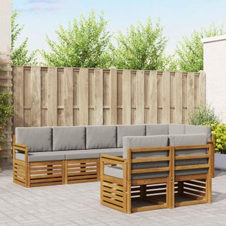 vidaXL Vidaxl Set Di Divani Da Esterno 8 Pz Grigio Naturale E Chiaro