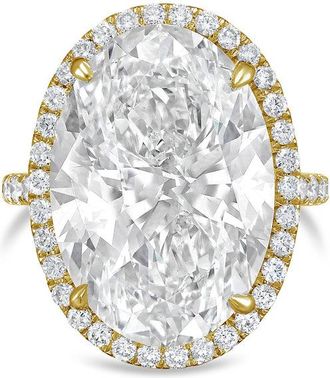 Diana M. Jewels 18kt yellow gold 15ct lab grown Oval Diamond Halo Pav&eacute; Ring