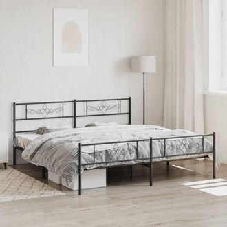 vidaXL Estructura Cama Sin Colch&oacute;n Con Estribo Metal Negro 200x200 Cm Vidaxl