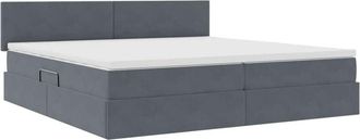 vidaXL Bed with LED Strip Lights Dark Grey 200 x 200 cm Velvet vidaXL