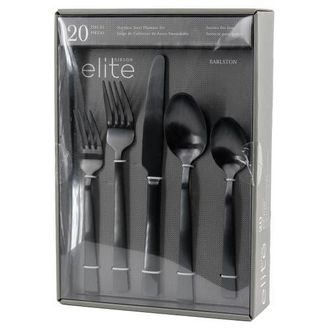 Gibson Home Earlston 20 Piece Stainless Steel Flatware Set in Black at Nordstrom