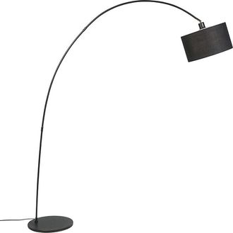 QAZQA Qazqa L&aacute;mpara De Pie Moderna De Arco Negro Con Wifi G95 - Vinossa