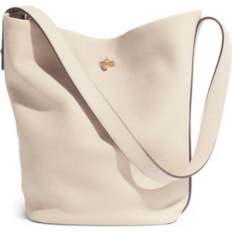 Tory Burch Slim Lock Leather Bucket Bag in Light Stone at Nordstrom