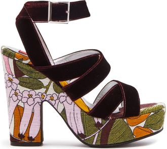 La DoubleJ Power-Printed Medal Wedge Sandalen - Dames - Sandalen met hakken - Veelkleurig - 39 EU - Schoenen