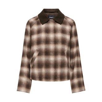 Only Only - Onlkine Checked Cord Jacket - Dames - Jassen - Bruin - Maat: S Wol