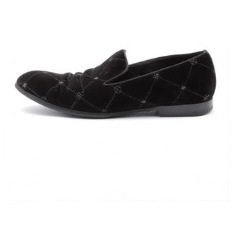 Louis Vuitton Auteuil Velvet Loafers Black with Silver Logo Lines 1A5FXK