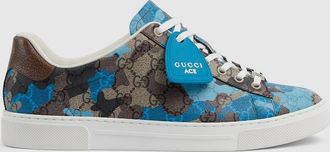 Gucci Mens Gucci Ace Sneaker With Web, Beige, Fabric