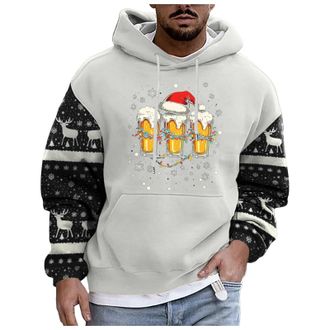 Generic Mens Hoodie Christmas Costume 3D Printed Reindeer Long Sleeve Jumper Christmas Hoodies for Men Ugly Xmas Jumper Sweaters Pullover Xmas Sweatshirt Jump