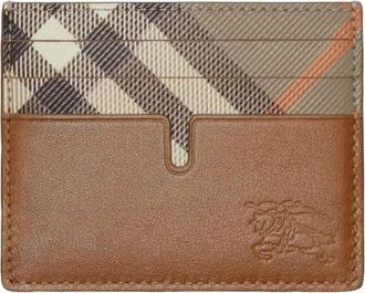 Burberry Tall Pop Check Card Holder Wallet Finch Brown Hazel Brown 8127567