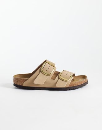 Birkenstock Arizona - Sandali in pelle color sabbia con fibbia grande-Neutro