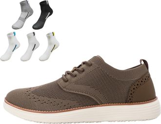 Generic Mens Business Casual Shoes Lace up Oxfords Sneakers Comfortable Mesh Dress Walking Shoes, Lightweight Breathable Soft Sole (Brown,11.5)