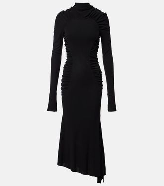 Victoria Beckham Gathered asymmetric jersey midi dress