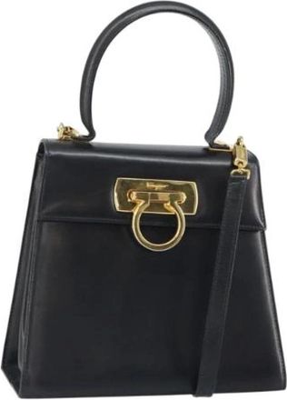 Ferragamo Pre-owned Handbags, female, Black, Size: ONE SIZE Pre-owned Leather Handbag