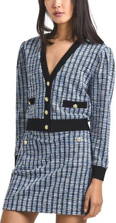 Derek Lam Tweed Cardigan Jacket In Blue