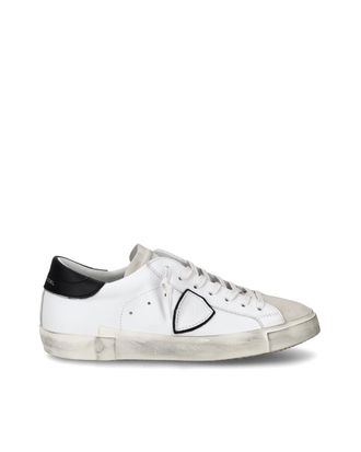 Philippe Model White Black Prsx Low Vintage Leather Artisanal Edging Sneakers