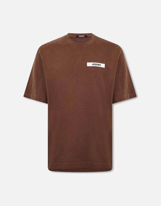 Jacquemus Mens Mens Brown Jacquemus Gros Grain Patch Logo T-Shirt - Size: 34