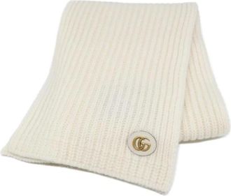 Gucci Pre-owned Scarves, female, Beige, Size: ONE SIZE Pre-owned Wool Scarf