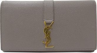 Saint Laurent Gray Leather Long Wallet (Bi-Fold) (Pre-Owned)