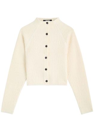 Jacquemus Le Cardigan Scala Crocodile-effect Knitted Cardigan - Off White - 34 (UK6 / XS)