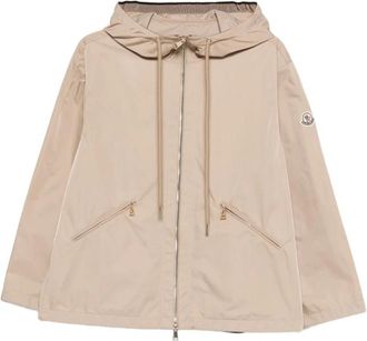 Moncler Light Jackets, female, Beige, Size: M Hooded Jacket