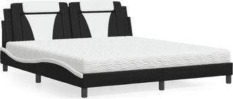 vidaXL Cama Con Colch&oacute;n Cuero Sint&eacute;tico Negro Y Blanco 180x200 Cm Vidaxl