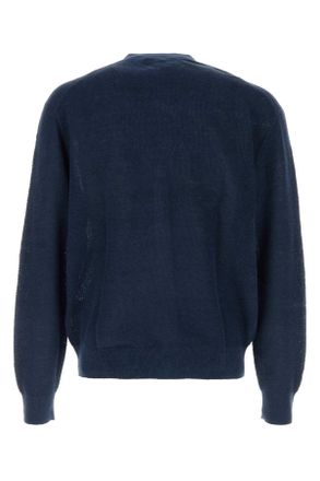 Polo Ralph Lauren Mens Navy Blue Linen Cardigan 001 Exterior: Maglieria Sweater
